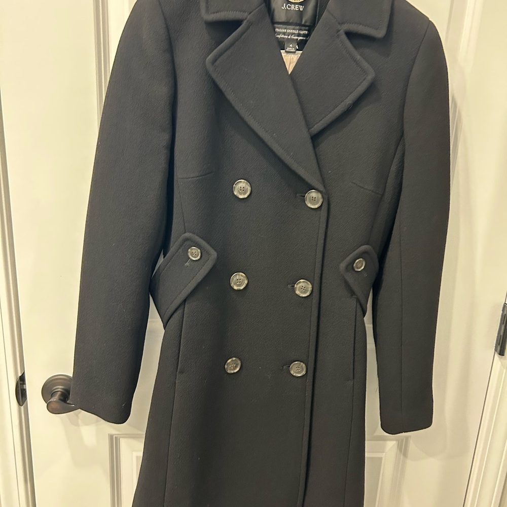 J. Crew Women's Black Double-Breasted long Coat